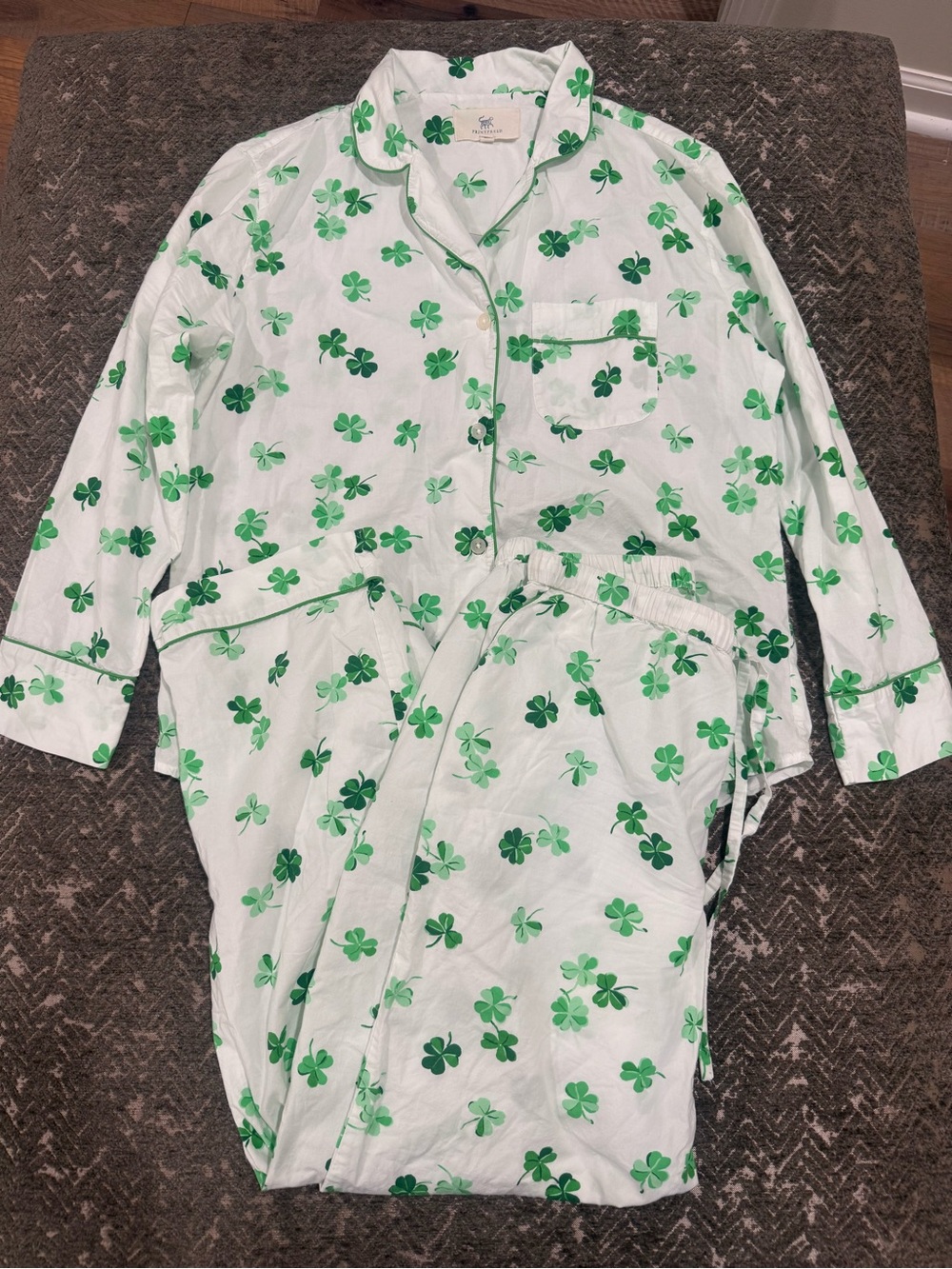 Printfresh Anthropologie Clover Pajama Set M Tall Shamrock Organic Cotton PJs